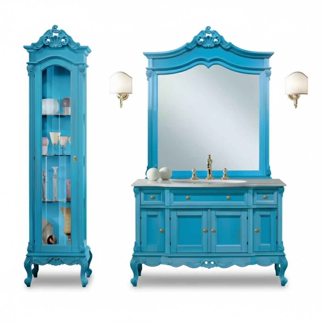 Set cabinet luxury showcase bathroom design furniture 3 pcs set new
