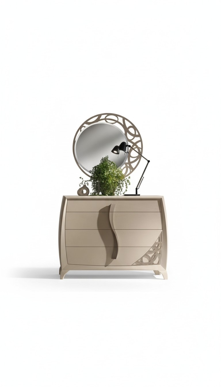 Set Dresser Mirror Designer Luxury Console Dressers Furniture Wood Beige