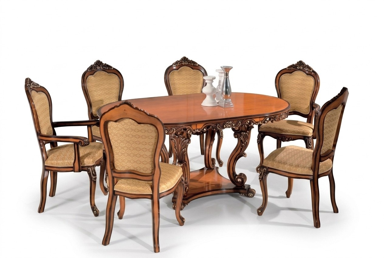 Set dining table 4x chairs 2x armchairs dining table group wooden tables
