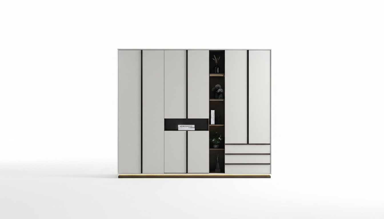 Set double bed bedroom bed bedside tables 4 pcs gray wardrobe