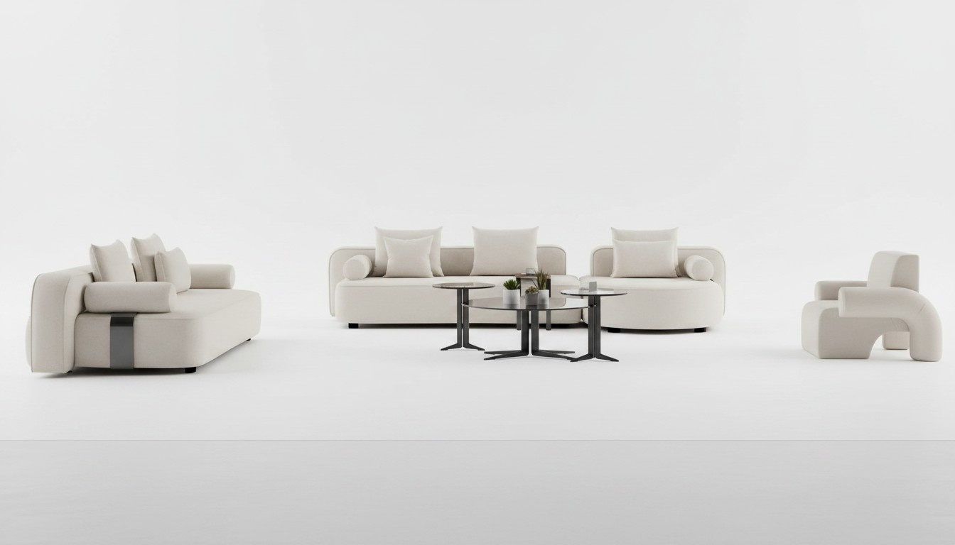 Set for living room: 2 sofas with armchair, aesthetics and comfort.