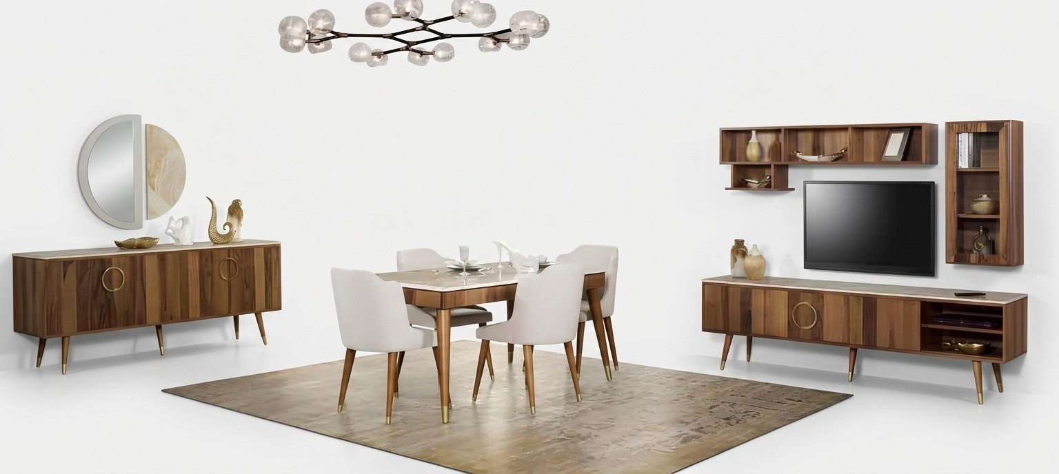 Set modern table 6x chairs chair complete dining set 7 pieces. dining room