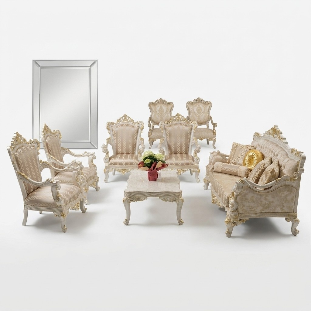 Set Sofa Armchair Sofa Set 3+1+1 Seater Sofas Set Upholstered Set Baroque