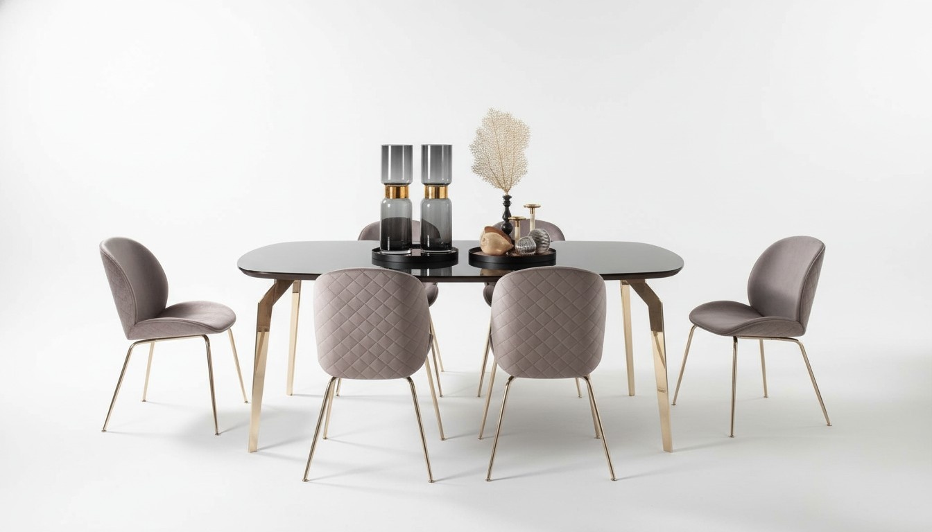 Set table tables luxury wood furniture new dining room group complete set 7 pieces