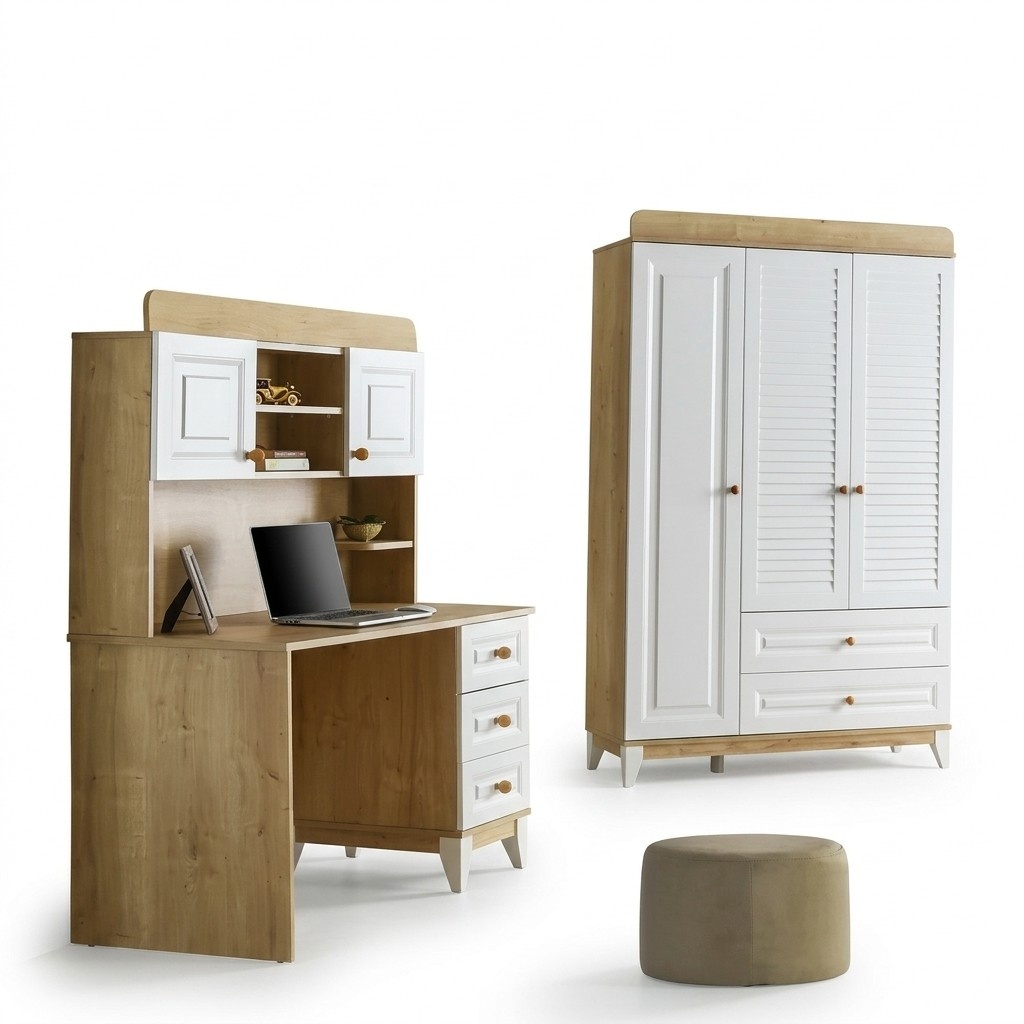 Set wardrobe + desk practical furniture combination for any room