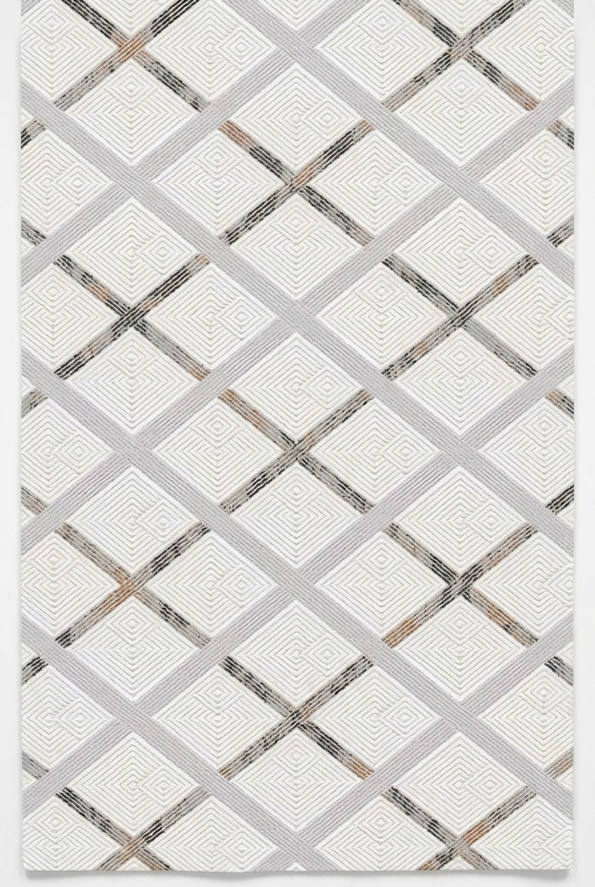 Short pile carpet living room carpet lines grid pattern silver design rugs