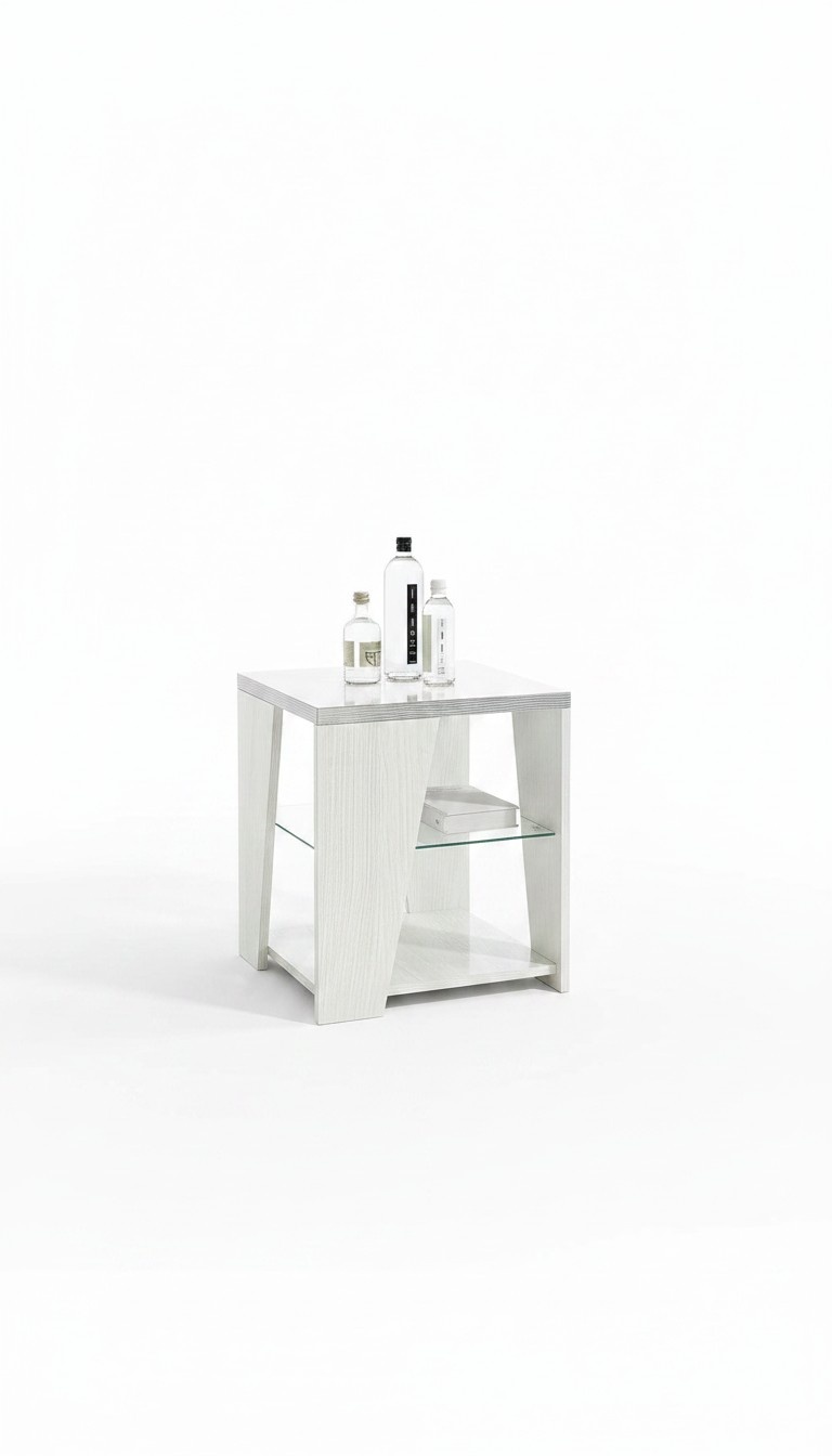 Side Table Living Room Wood Modern Design Furniture Luxury Table Square White