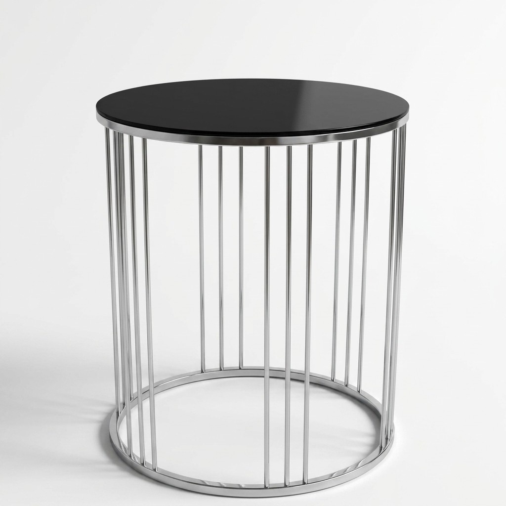 Side table living room furniture material stainless steel black design modern