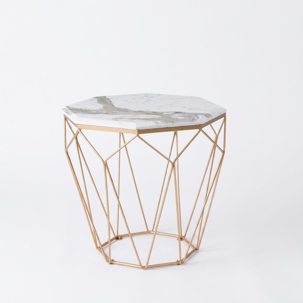Side table living room furniture material metal white design modern table