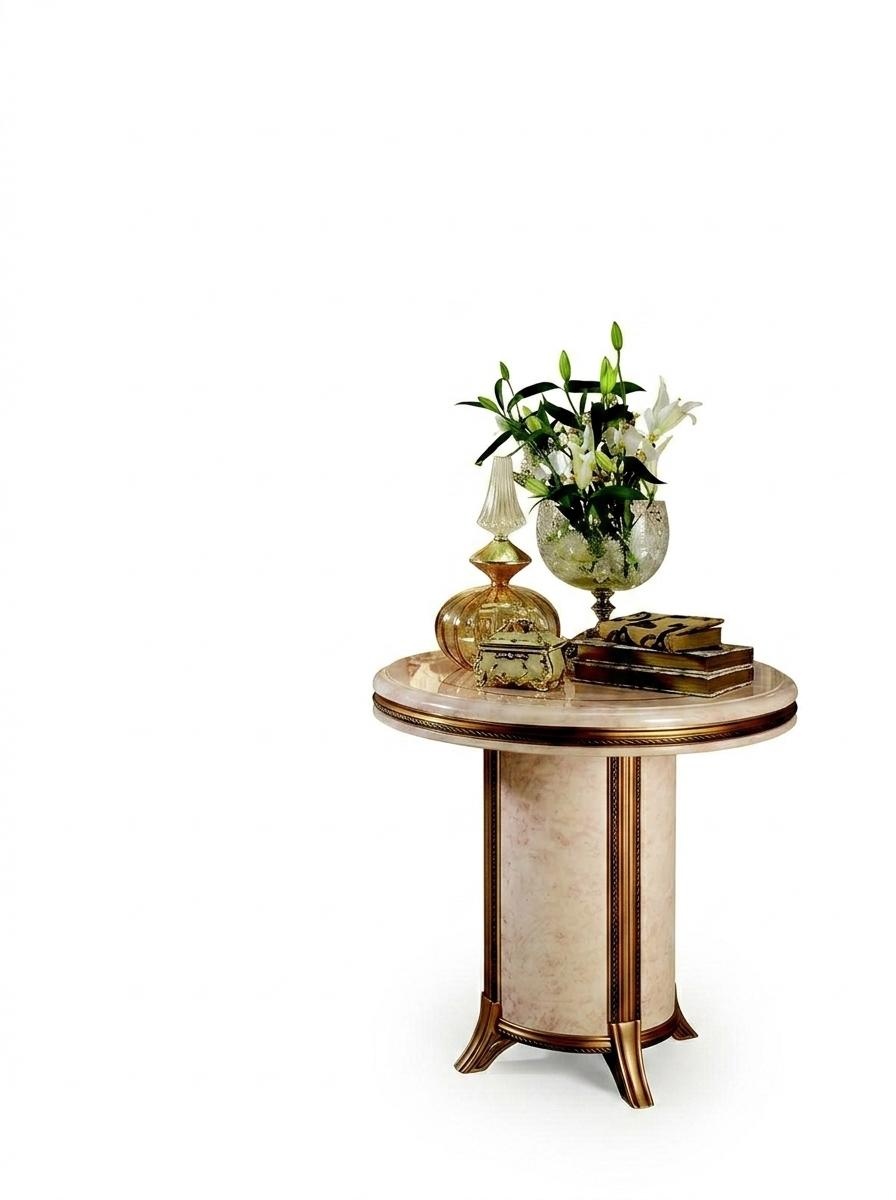 Classic style living room round royal wooden side coffee table rococo design