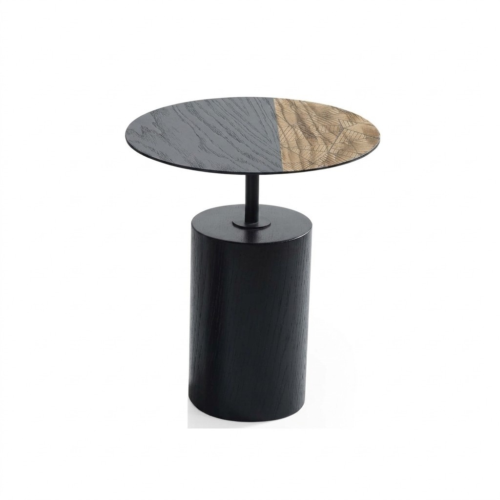 Side Round Table Coffee Table Design Wood Black Living Room Table New