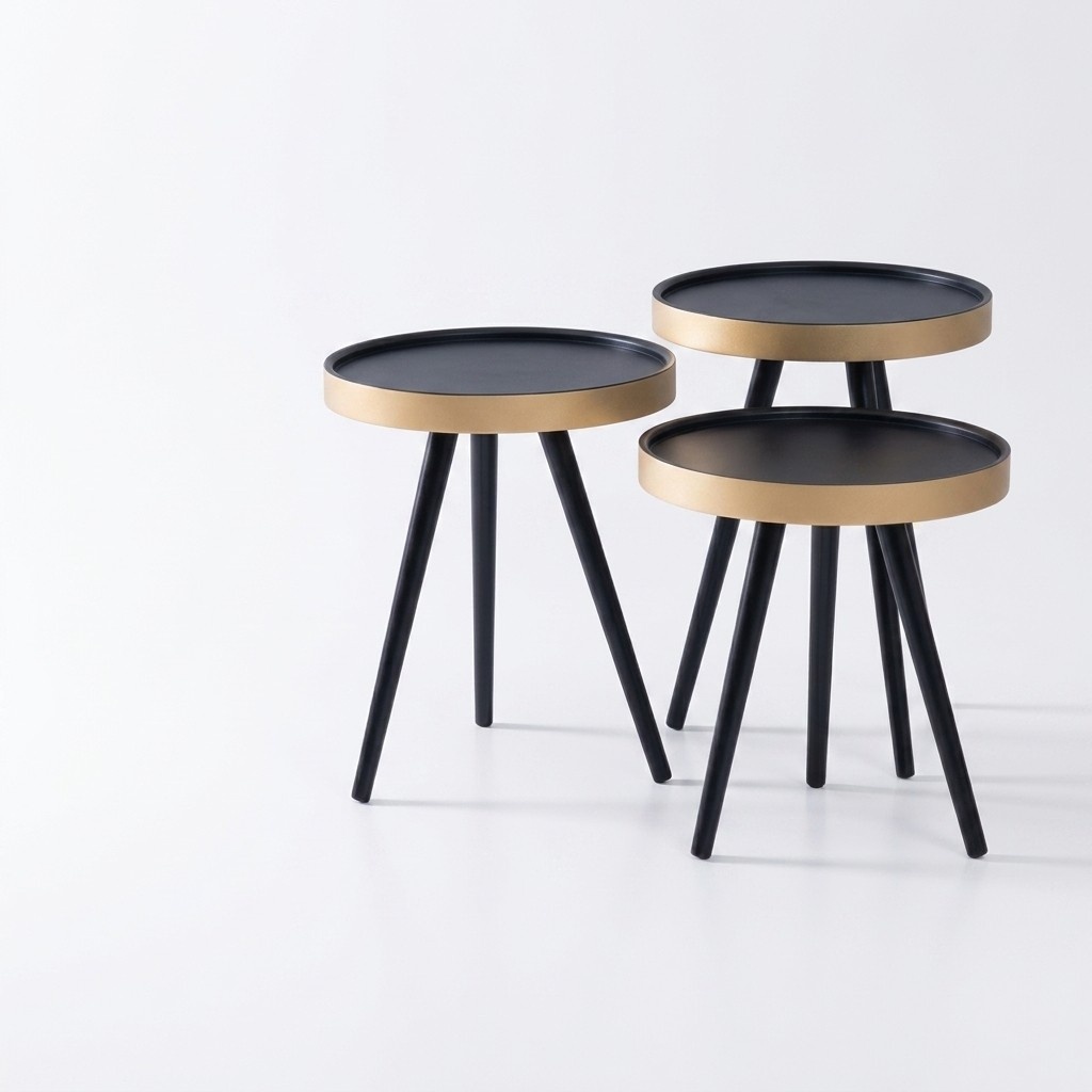 Side table stylish sofa table coffee table round wood new black