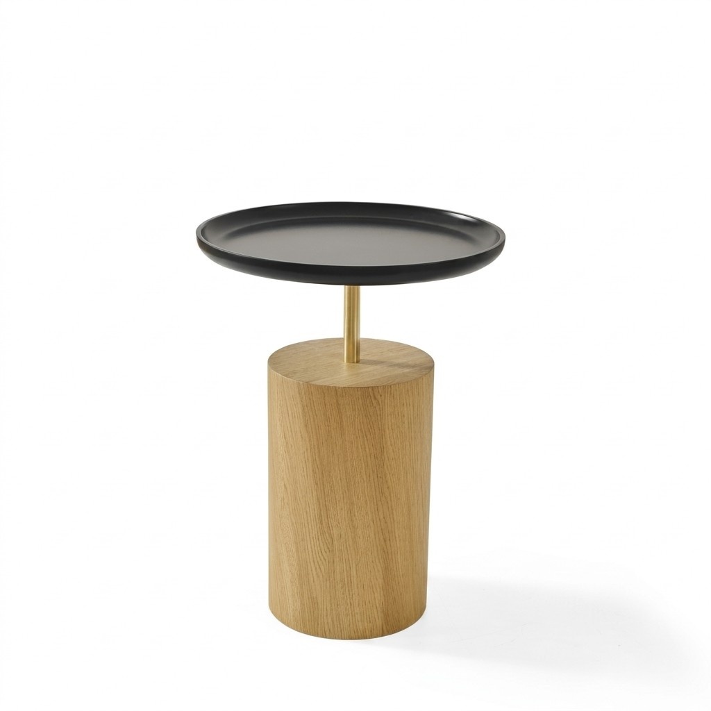 Side table table wood side designer furniture black round table