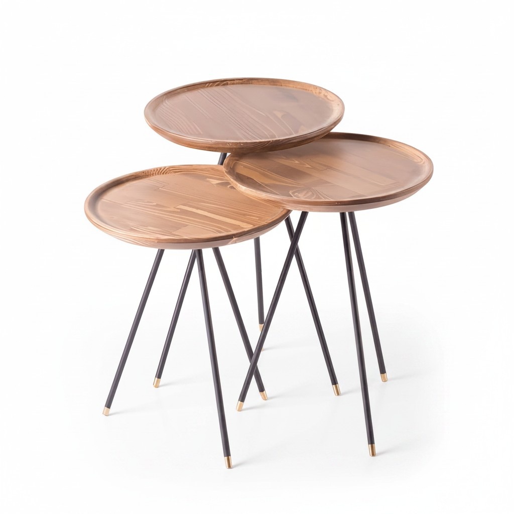 Side Table Wood Beige Modern Elegant