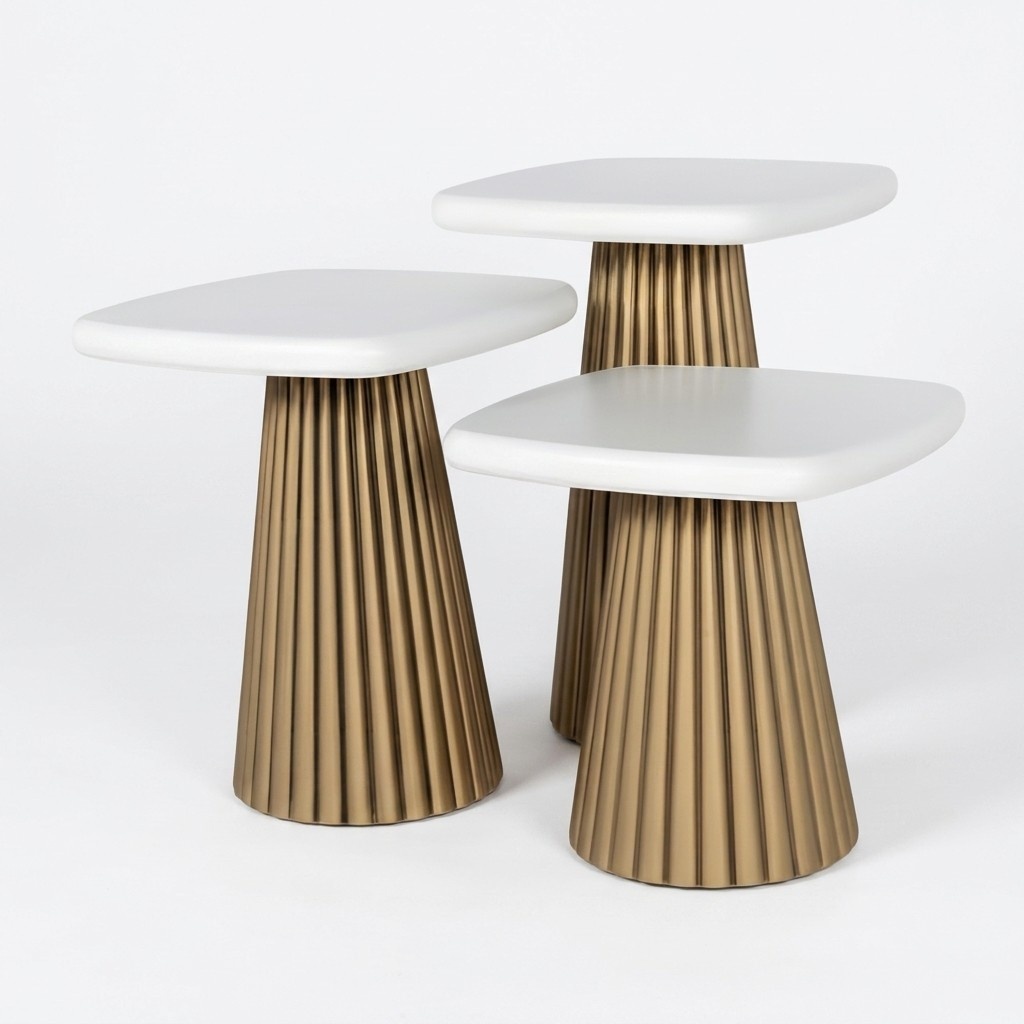 Side Table Wood White Modern Elegant