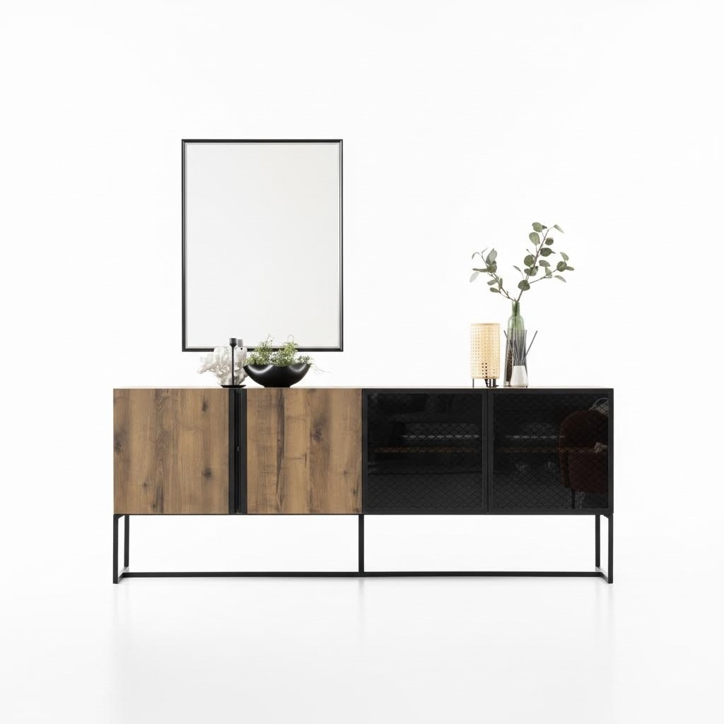 Sideboard sideboard with mirror group chest of drawers wood brown dining room