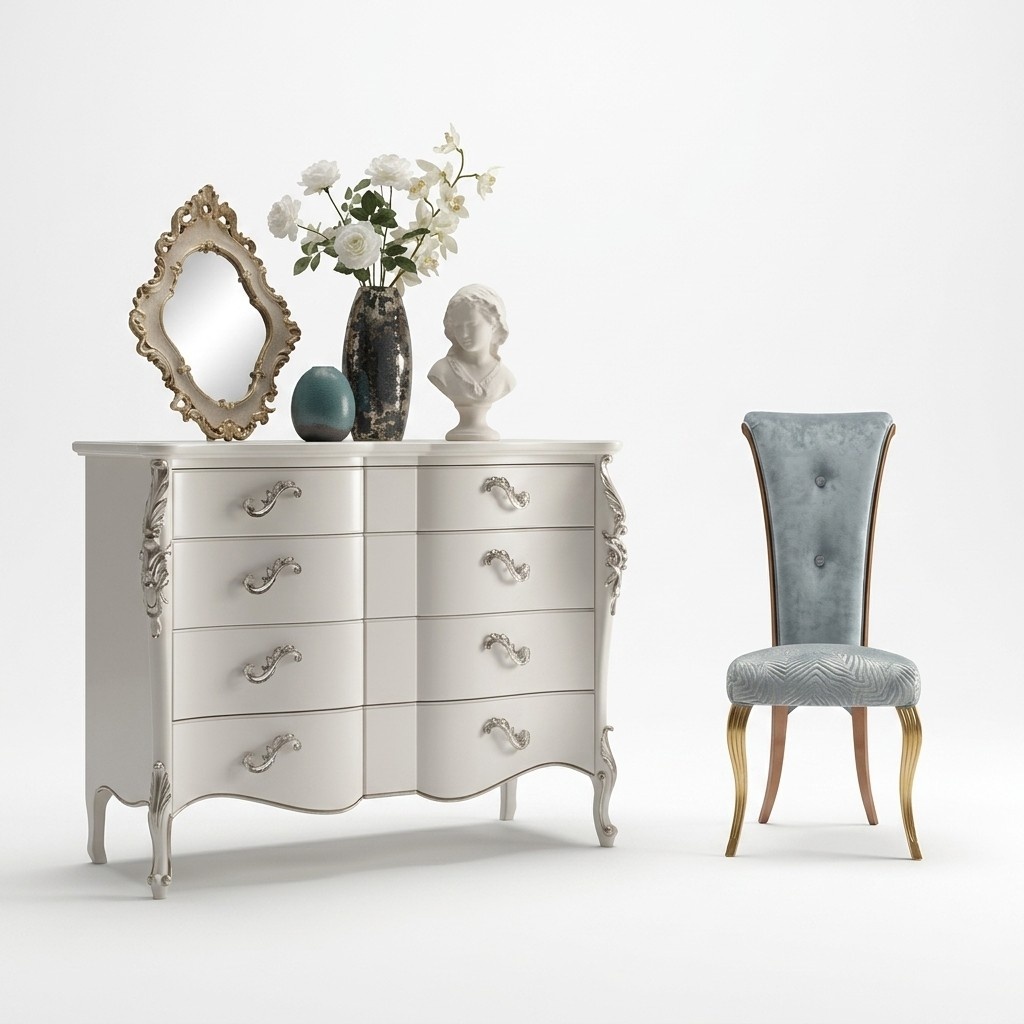 Sideboard dresser chests of drawers wood bedroom furniture cabinet luxury white