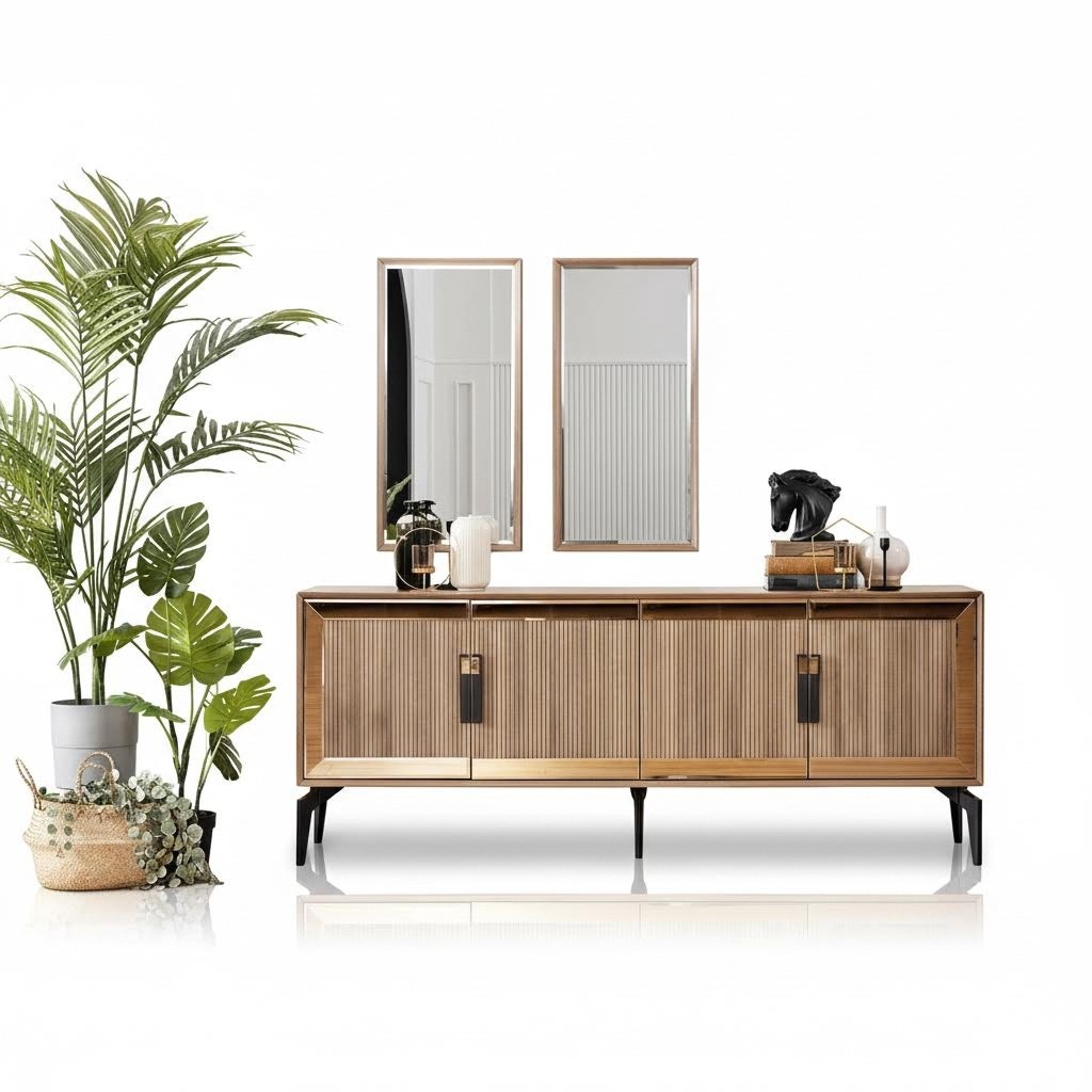Sideboard sideboard with mirror group chest of drawers wood gold dining room