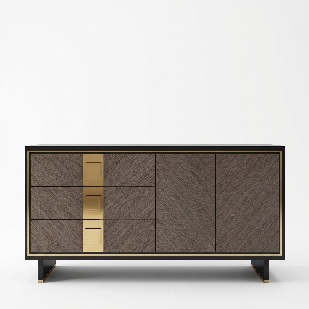 Sideboard chest of drawers cabinet wood modern design grey luxury living room