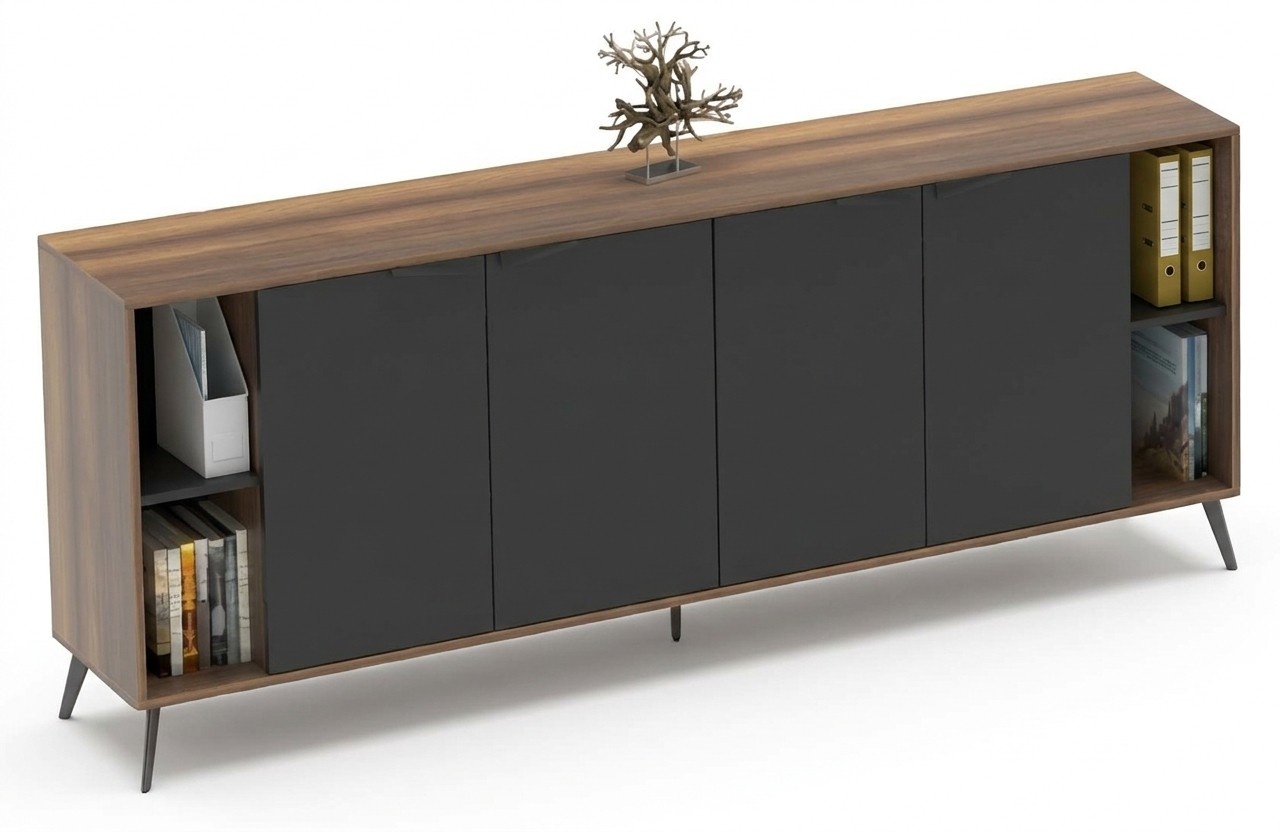 Sideboard Cabinet Office Cabinet File Shelf Study Brown Black