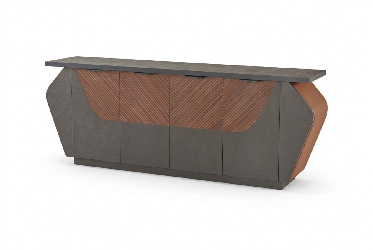 Sideboard File Cabinet Home Office Gray Brown Two-Tone Modern Style