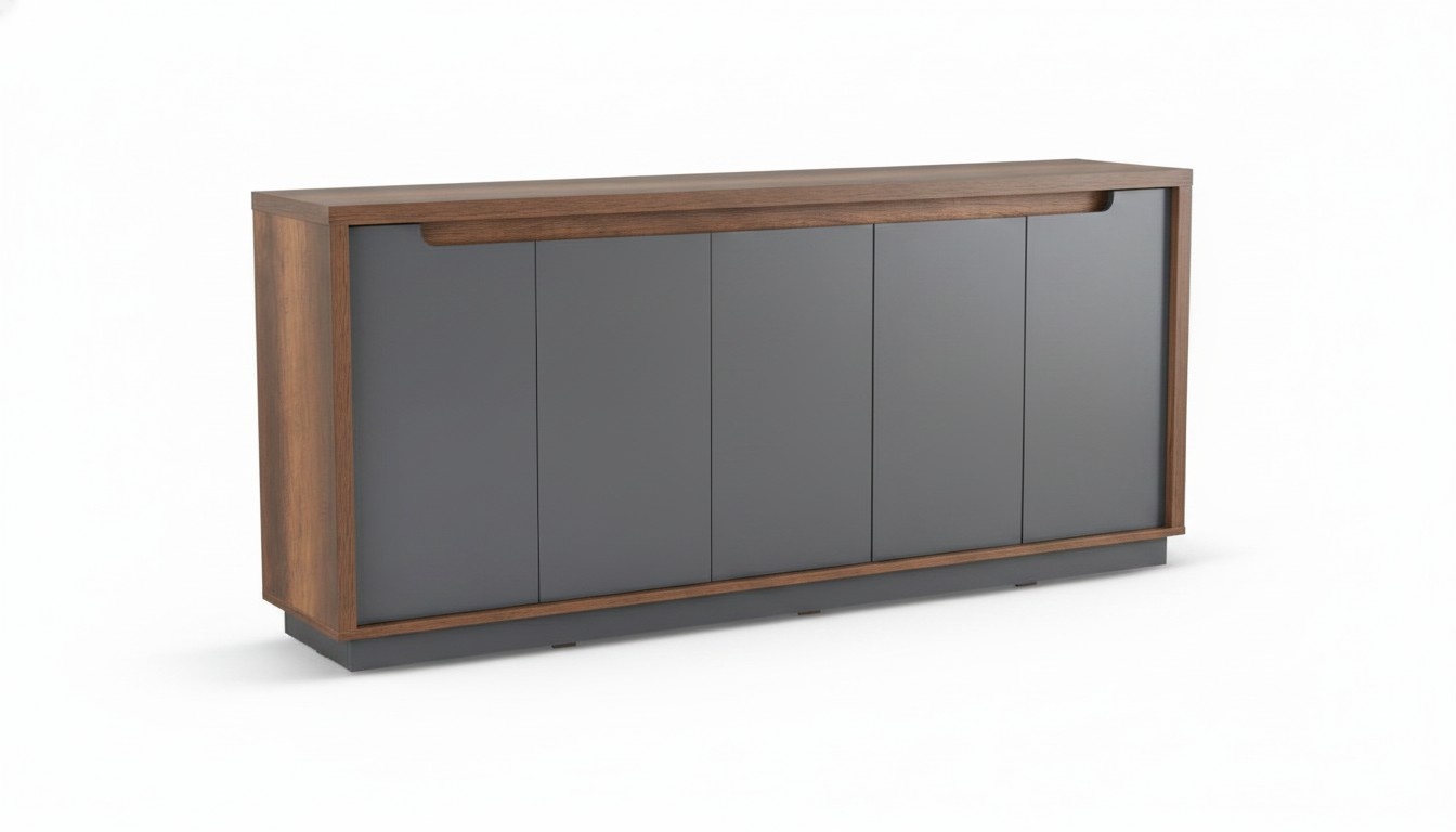 Gray Brown Sideboard Two-Color Modern Design Rectangular Office Room