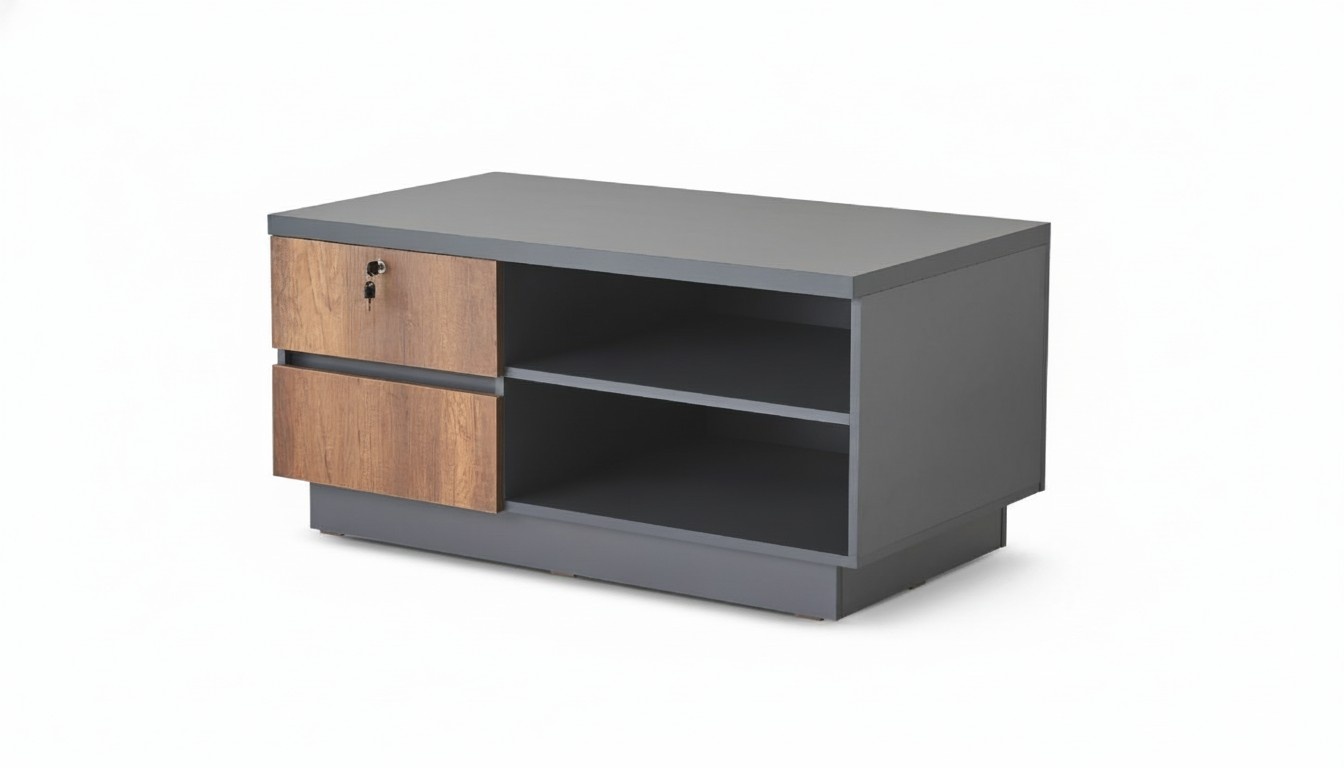 Gray Brown Two-Tone Sideboard Modern Design Rectangular Office Room