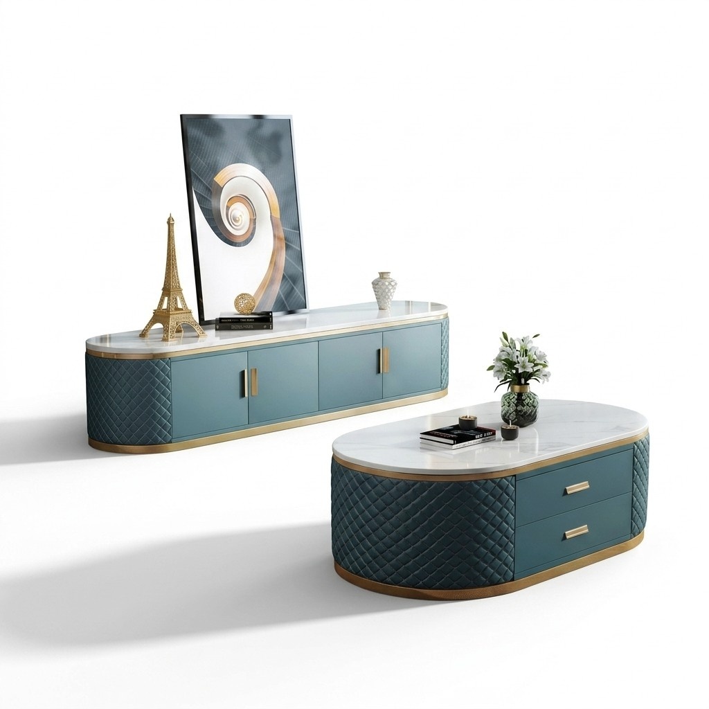 Sideboard Low Board Side Cabinet Living Room Sideboard Coffee Table 2pcs Set New