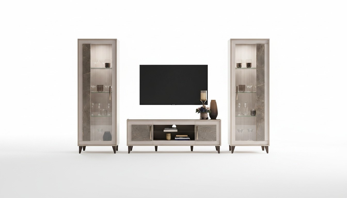 Sideboard Luxury Showcase Glass Cabinet Modern Style Italian