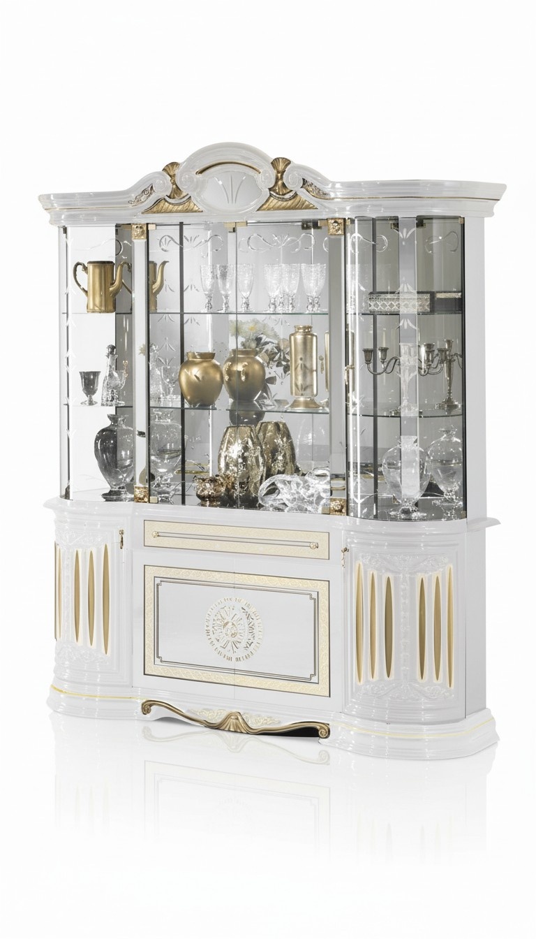 Rococo style luxury designed massive gloss showcase/cupboard, italian furniture