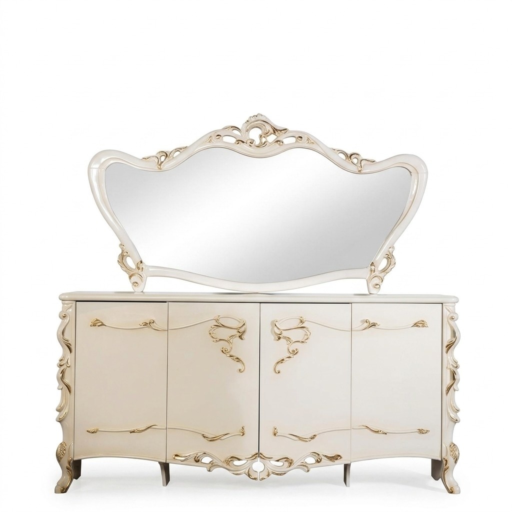 Sideboard Mirror Set Dining Baroque Chests of Drawers Wood Chest of Drawers New