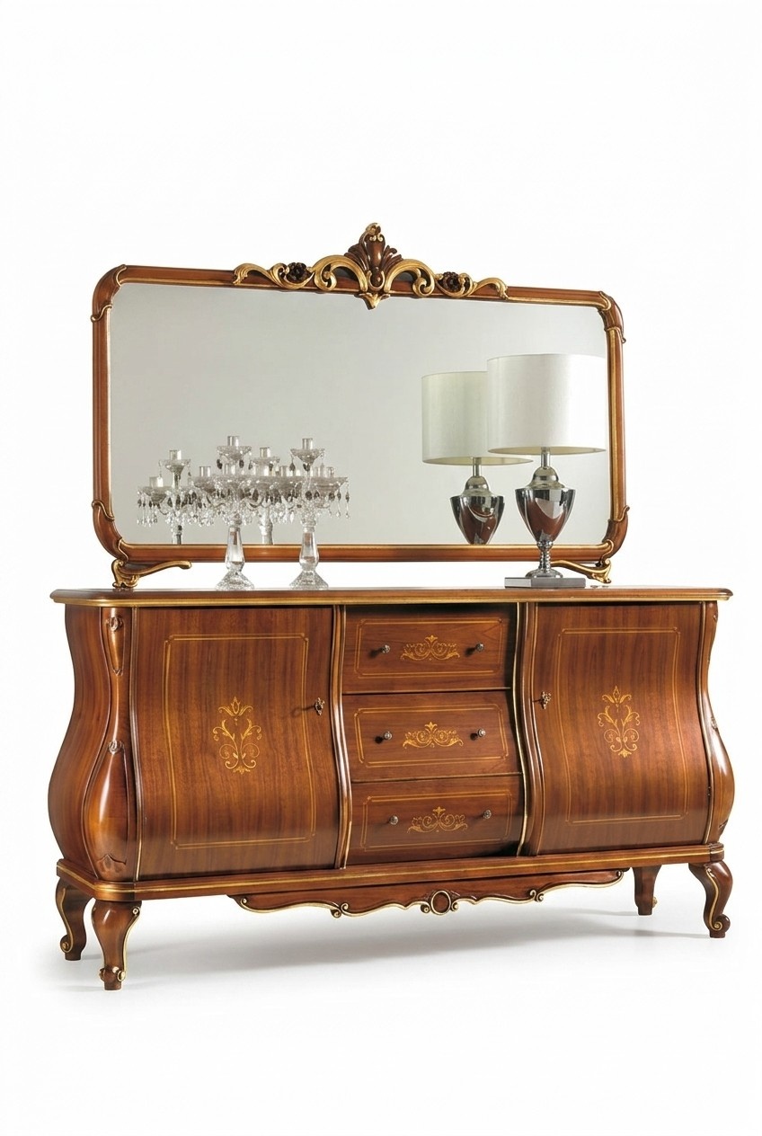 Sideboard with Mirror Wooden Sideboards Brown Cupboard Furniture Chest of drawers