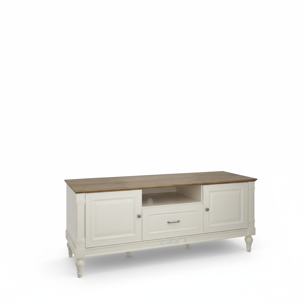 Modern style made of real wooden designer TV lowboard with 2-swing doors, a sliding drawer & shelf - model FL-RTV