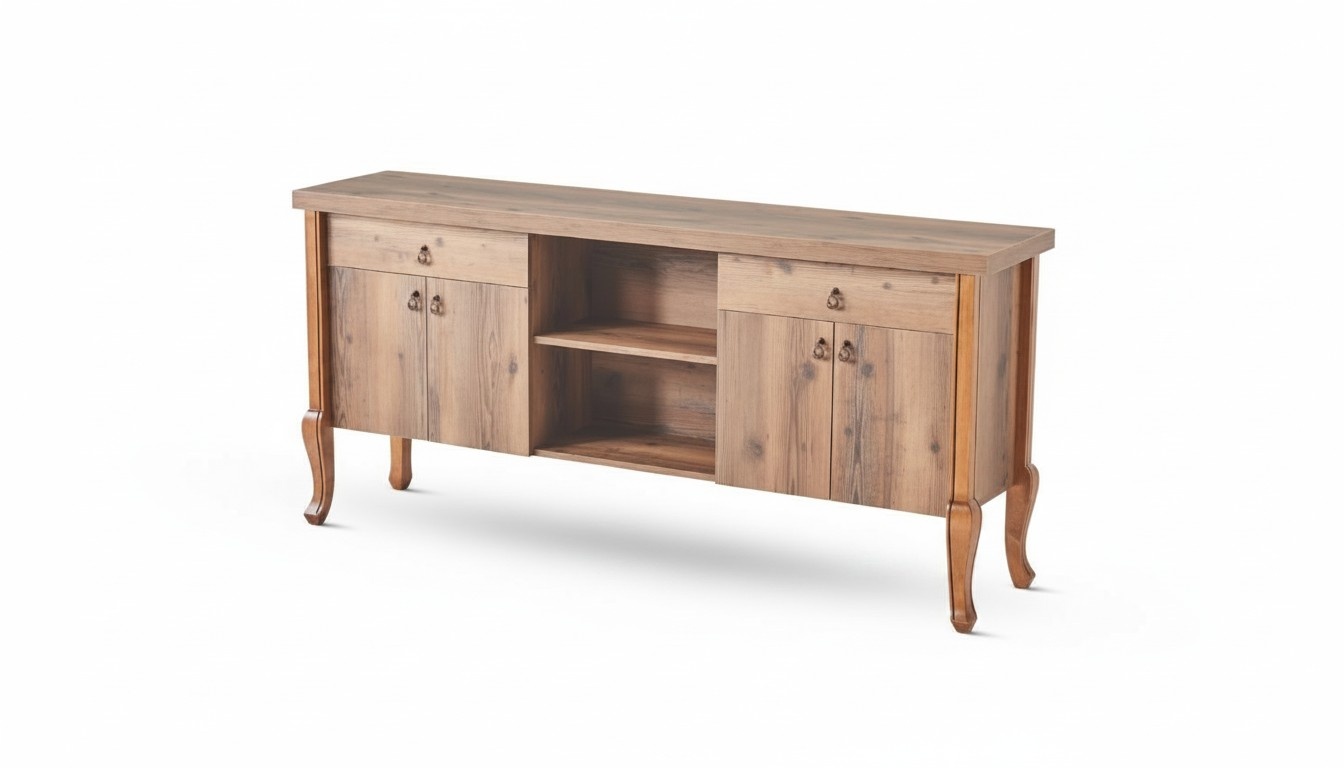 Rectangular Sideboard with Shelves Classic Drawers Brown Filing Cabinet