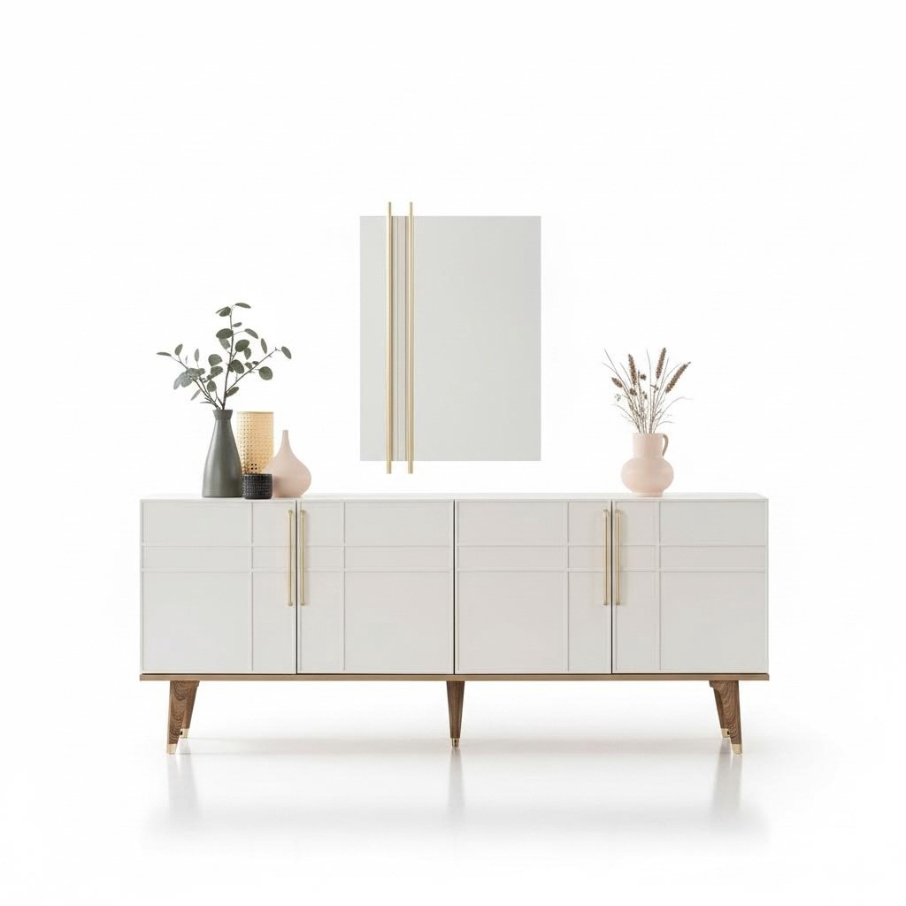 Sideboard sideboard with mirror chests of drawers dining room wood white