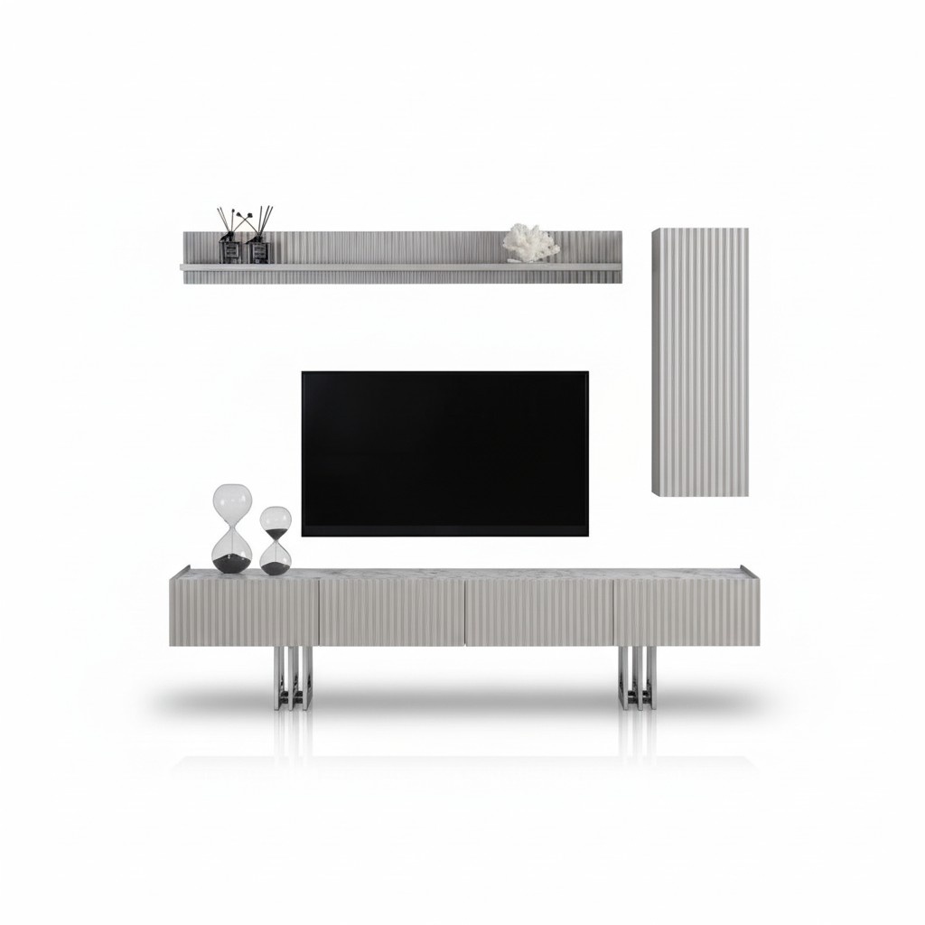 Sideboard wall cabinet living room TV lowboard wall shelf cabinet marble look