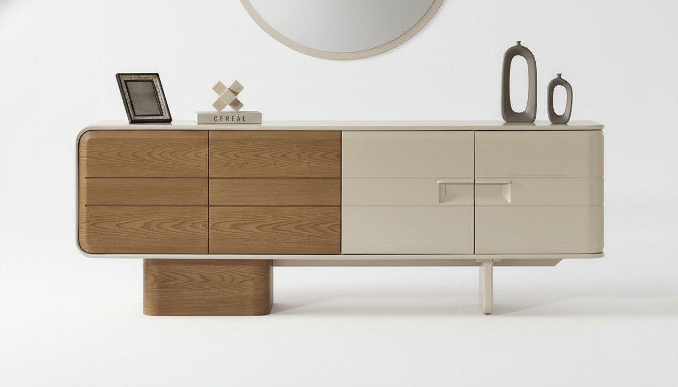White Sideboard Modern Design Luxury Wooden Furniture Dresser Interior