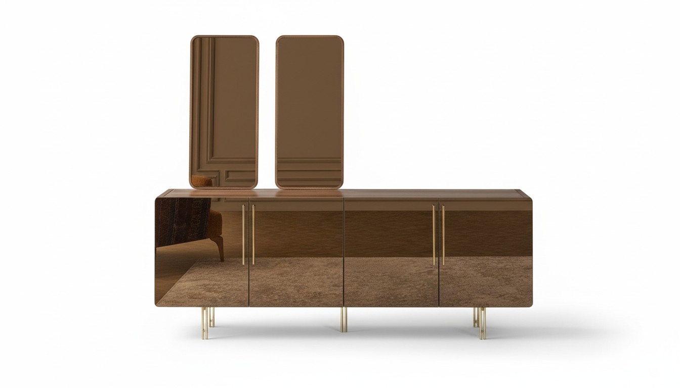 Sideboard with 2x mirror sideboard luxury set chest of drawers wood modern