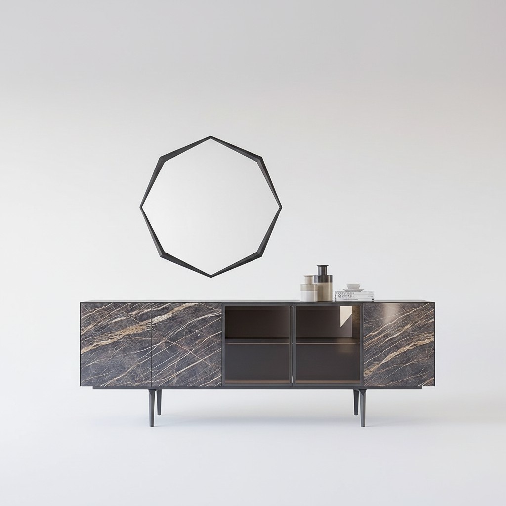 Sideboard with mirror luxury furnishings dining room complete set modern furniture