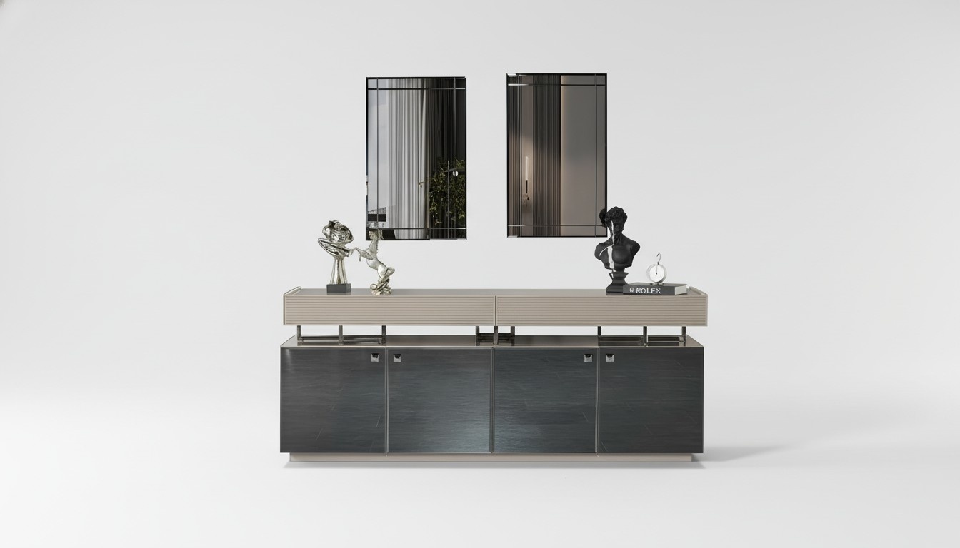 Sideboard with mirror Sideboard Set Modern Chest of drawers Gray