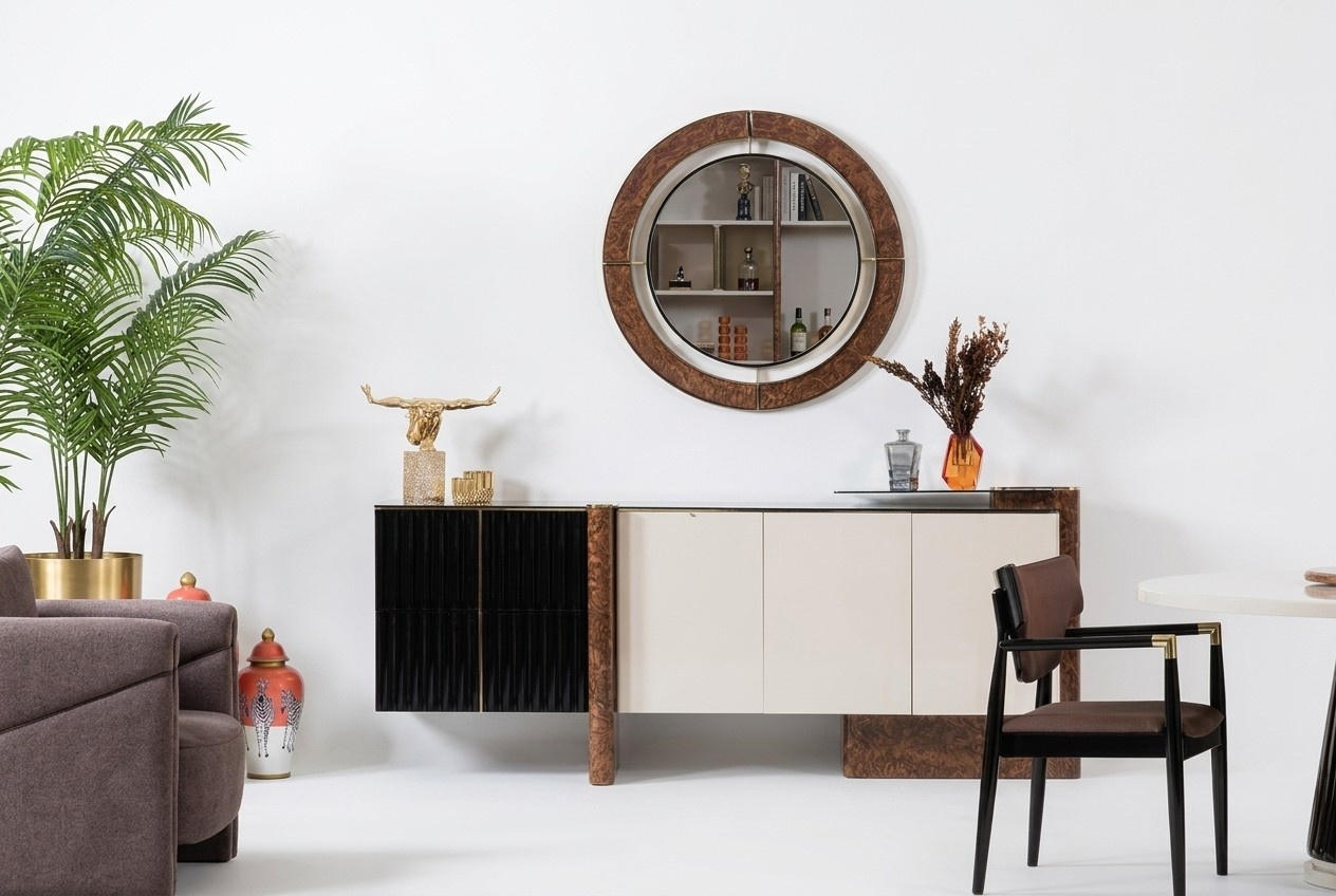 Sideboard with Mirror Luxury Set Chest of Drawers Wood Chests of Drawers Classic