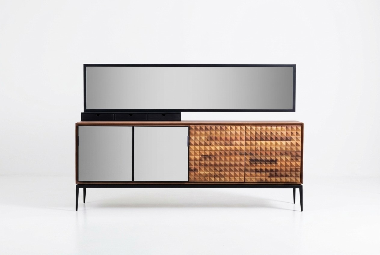 Sideboard with mirror dresser cupboard wood brown dining room