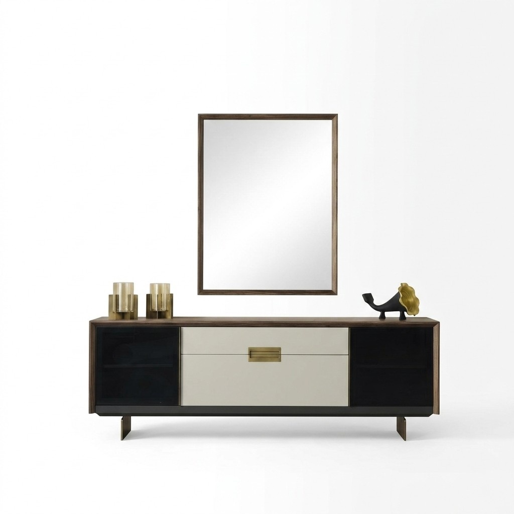 Sideboard sideboard with mirror chest of drawers wood multicoloured dining room set