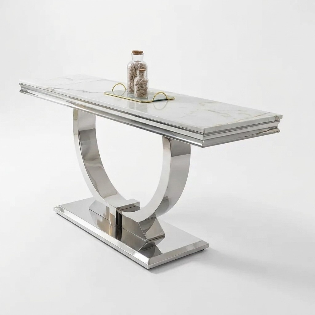 Silver sideboard console table luxury table silver chrome 120x40cm