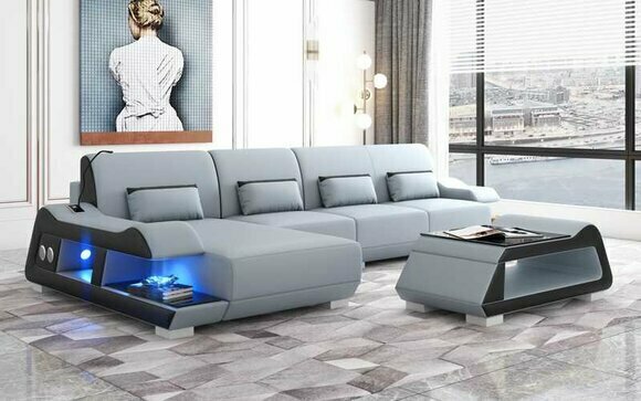 Corner sofa L shape leather sofa couch sofa blue luxury modern corner set couches