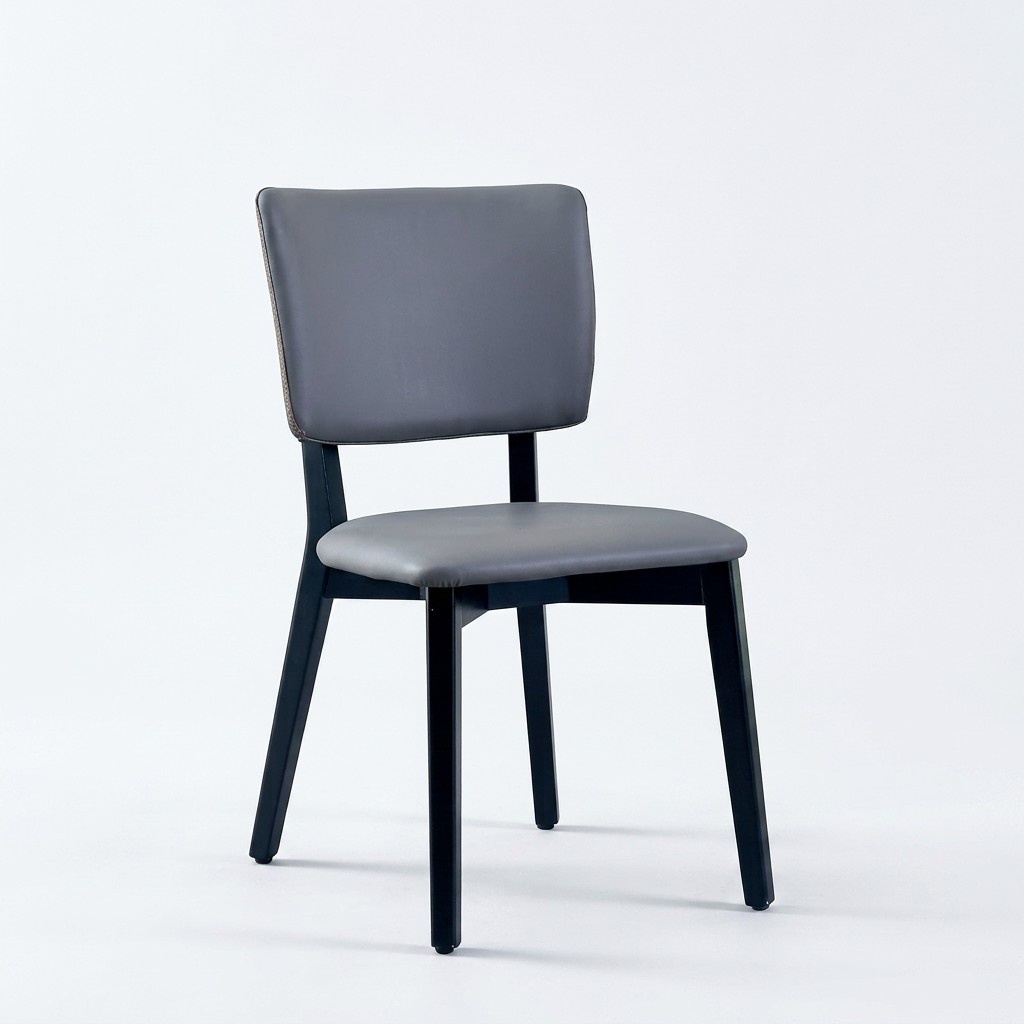 Single-seater designer gray dining room chair upholstered leather single-seater
