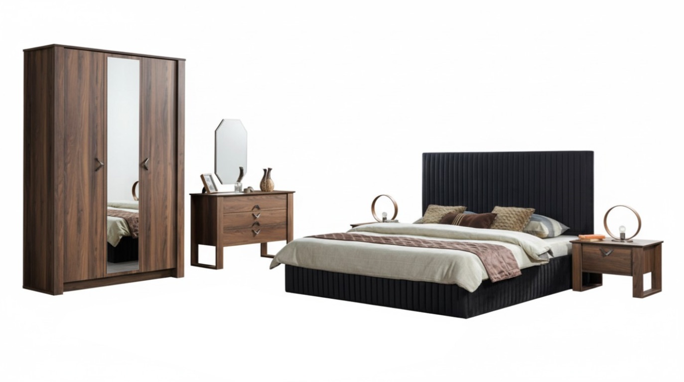 Bedroom Furniture Set Complete Combination Brown 5-Piece Collection