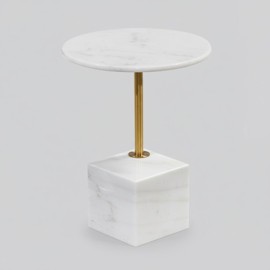 Small white side table Art marble living room furniture Storage tables