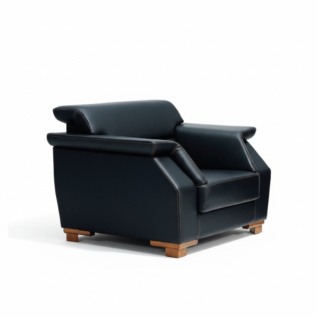 Sofa 1-seater lounge chaise sofa leather textile design luxury chair armchair