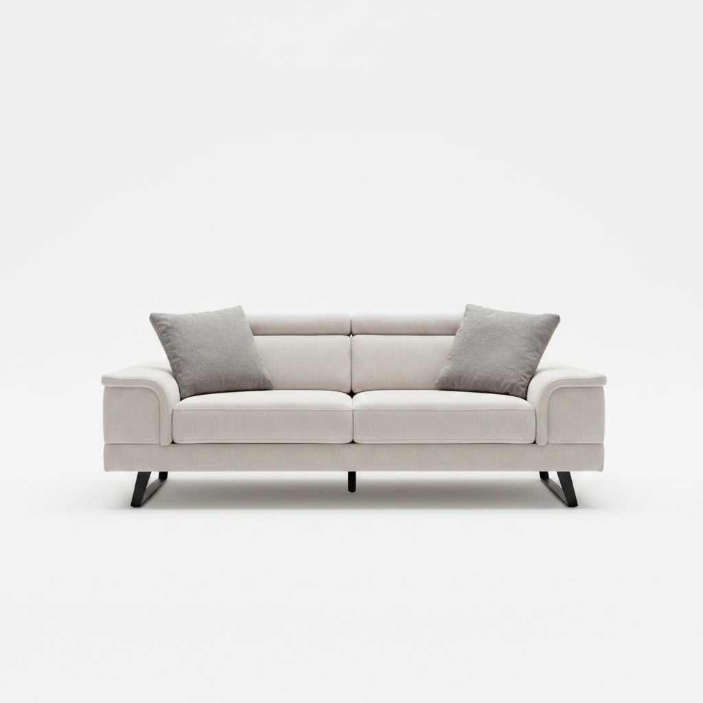 Beige 2-Seater Sofa Couch Double Sofa Upholstery with Armrests